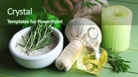  Presentation with spa concept - Slides featuring bath salts - branches of rosemary and sea background and a tawny brown colored foreground