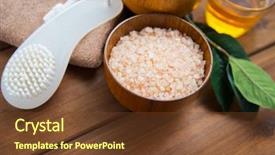  Presentation with pink himalayan salt himalayan salt - Slide deck with bath salts - close up of himalayan pink background and a tawny brown colored foreground