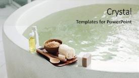  Presentation with natural products - Beautiful theme featuring bath salts - spa decoration natural organic products backdrop and a light gray colored foreground