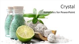  Presentation with spa - Cool new slide set with bath salts - spa setting isolated on white backdrop and a white colored foreground