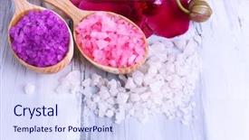  Presentation with orchid - Audience pleasing slides consisting of bath salts - still life with beautiful blooming backdrop and a sky blue colored foreground