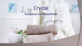  Presentation with set of sauces in white - Presentation theme with bath set with white bathrobe background and a sky blue colored foreground