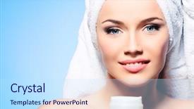  Presentation with skincare and body care spa - Presentation design featuring bath smiling at camera body background and a  colored foreground
