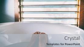  Presentation with feet - Beautiful PPT theme featuring bath-soaking-feet-woman-relaxing backdrop and a light blue colored foreground