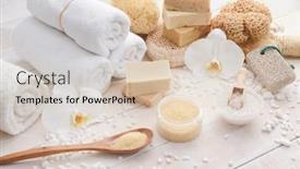  Presentation with handmade spa bath soap - Slides with bath-spa-treatment-composition background and a lemonade colored foreground