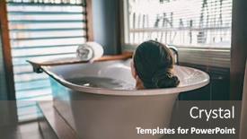  Presentation with hotel resort - Colorful PPT layouts enhanced with bath-taking-woman-relaxing backdrop and a gray colored foreground