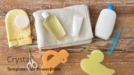  Presentation with home care - Presentation theme featuring bath-time-and-care-products background and a coral colored foreground