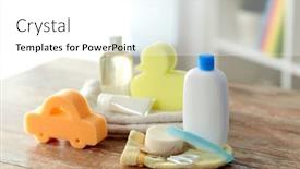  Presentation with home care - Beautiful presentation design featuring bath-time-and-care-products backdrop and a white colored foreground