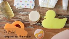  Presentation with home care - Amazing slide deck having bath-time-and-care-products backdrop and a red colored foreground