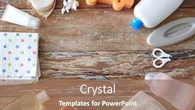  Presentation with home care - Beautiful PPT theme featuring bath-time-and-care-products backdrop and a coral colored foreground