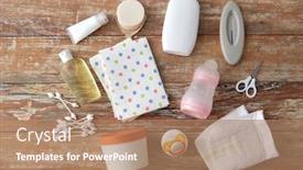  Presentation with home care - Colorful presentation design enhanced with bath-time-and-care-products backdrop and a coral colored foreground