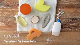  Presentation with home care - PPT theme consisting of bath-time-and-care-products background and a coral colored foreground