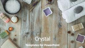  Presentation with treatment - PPT theme featuring bath towel - composition of spa treatment background and a gray colored foreground