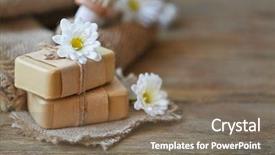  Presentation with spa concept - PPT layouts enhanced with bath towel - spa concept soap and daisy background and a violet colored foreground