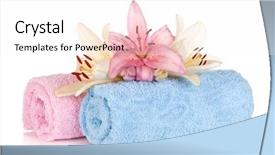  Presentation with white easter lily flowers - PPT theme having bath towel - spa setting with colorful lily background and a pink colored foreground