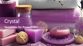  Presentation with spa concept - PPT theme with bath towel - spa treatments on colorful background background and a violet colored foreground