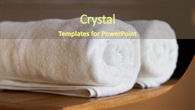  Presentation with luxury hotel - Slide deck with bath towels at hotel spa background and a tawny brown colored foreground