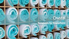  Presentation with luxury hotel - PPT theme featuring bath towels at hotel spa background and a teal colored foreground