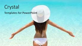  Presentation with weight loss - Slide set consisting of bathing - beach vacation bikini woman background and a arctic colored foreground