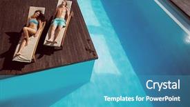  Presentation with healthy workplace full length side view - PPT theme having bathing - full length of a young background and a teal colored foreground