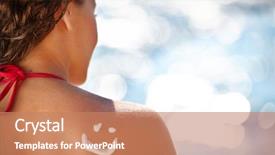  Presentation with mindfulness smile - Presentation design featuring bathing - smile made with suncream background and a coral colored foreground