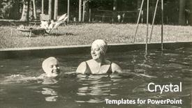  Presentation with 1950s - Presentation theme featuring bathing in swimming pool 1950 background and a gray colored foreground