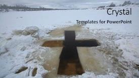  Presentation with ice - Presentation featuring theophany - cross-shaped ice hole called background and a light blue colored foreground