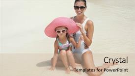  Presentation with daughter - Presentation theme consisting of bathing suit - beautiful young woman with her background and a soft green colored foreground