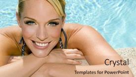  Presentation with recreation pool - Cool new presentation with bathing suit - beautiful young woman backdrop and a coral colored foreground