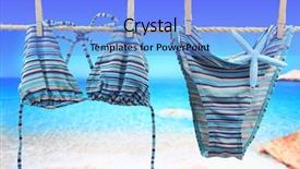  Presentation with rope - Beautiful slide deck featuring bathing suit - female swimsuit hanging backdrop and a light blue colored foreground