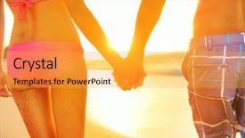  Presentation with hands holding - PPT layouts featuring bathing suit - holding hands couple in swimwear background and a yellow colored foreground