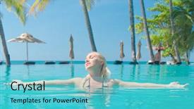  Presentation with sexy - Colorful presentation design enhanced with bathing suit - pool sexy thing backdrop and a light blue colored foreground