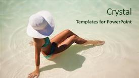  Presentation with swimming pool - Theme consisting of bathing suit - pretty blonde woman enjoying background and a soft green colored foreground