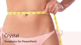  Presentation with young woman diagnosis of sti - Slide deck enhanced with bathing suit - young woman measuring her waist background and a  colored foreground