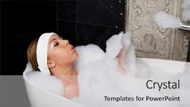  Presentation with relaxing - Theme with bathing woman relaxing in bath background and a light gray colored foreground