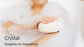  Presentation with sensuality woman black angel relaxing - Slide deck with bathing woman relaxing with sponge background and a lemonade colored foreground