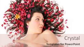  Presentation with alternative - Theme featuring bathing young woman with dried herbs on her long hair alternative medicine and wellness concept background and a coral colored foreground