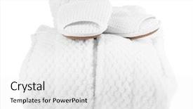  Presentation with history earth globe isolated white - Slide deck with bathrobe and slippers isolated background and a white colored foreground