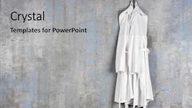  Presentation with wall - Presentation theme having bathrobes hanging on grey wall background and a light gray colored foreground