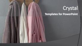  Presentation with hanging light standout - Colorful slide deck enhanced with bathrobes hanging on hook backdrop and a gray colored foreground