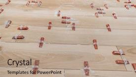  Presentation with home renovation - Beautiful slide deck featuring tile floor installation in bathroom backdrop and a coral colored foreground