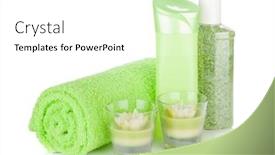  Presentation with white candles - Audience pleasing slide deck consisting of bathroom bottles towel and candles isolated on white background backdrop and a white colored foreground