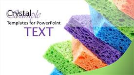  Presentation with sponges - Colorful PPT layouts enhanced with bathroom cleaning - brightly colored sponges on white backdrop and a white colored foreground