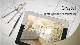  Presentation with computer network design - Colorful slide set enhanced with bathroom design over house plan backdrop and a light gray colored foreground