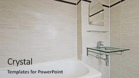  Presentation with wash - PPT theme enhanced with bathroom detail with glass hand background and a light gray colored foreground