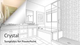  Presentation with corner - Colorful presentation theme enhanced with bathroom drawing page corner flipping backdrop and a white colored foreground