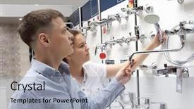  Presentation with construction equipment - Theme enhanced with bathroom equipment in hardware background and a light gray colored foreground