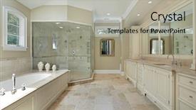  Presentation with luxury - Colorful PPT theme enhanced with bathroom fixtures - master bath in luxury home backdrop and a light gray colored foreground