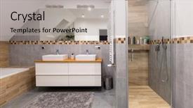  Presentation with tiles - Theme featuring bathroom interior with gray tile background and a light gray colored foreground