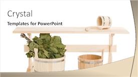  Presentation with traditional wood - PPT theme featuring hot subject - bathroom items of traditional russian background and a white colored foreground